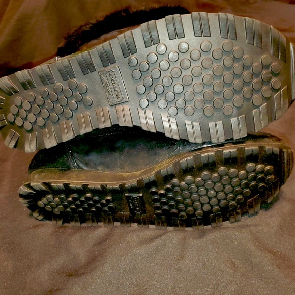 Coach Womens Black Signature Logo Print Joyous Fur Cuff Winter Boots size 7b - Picture 5 of 7